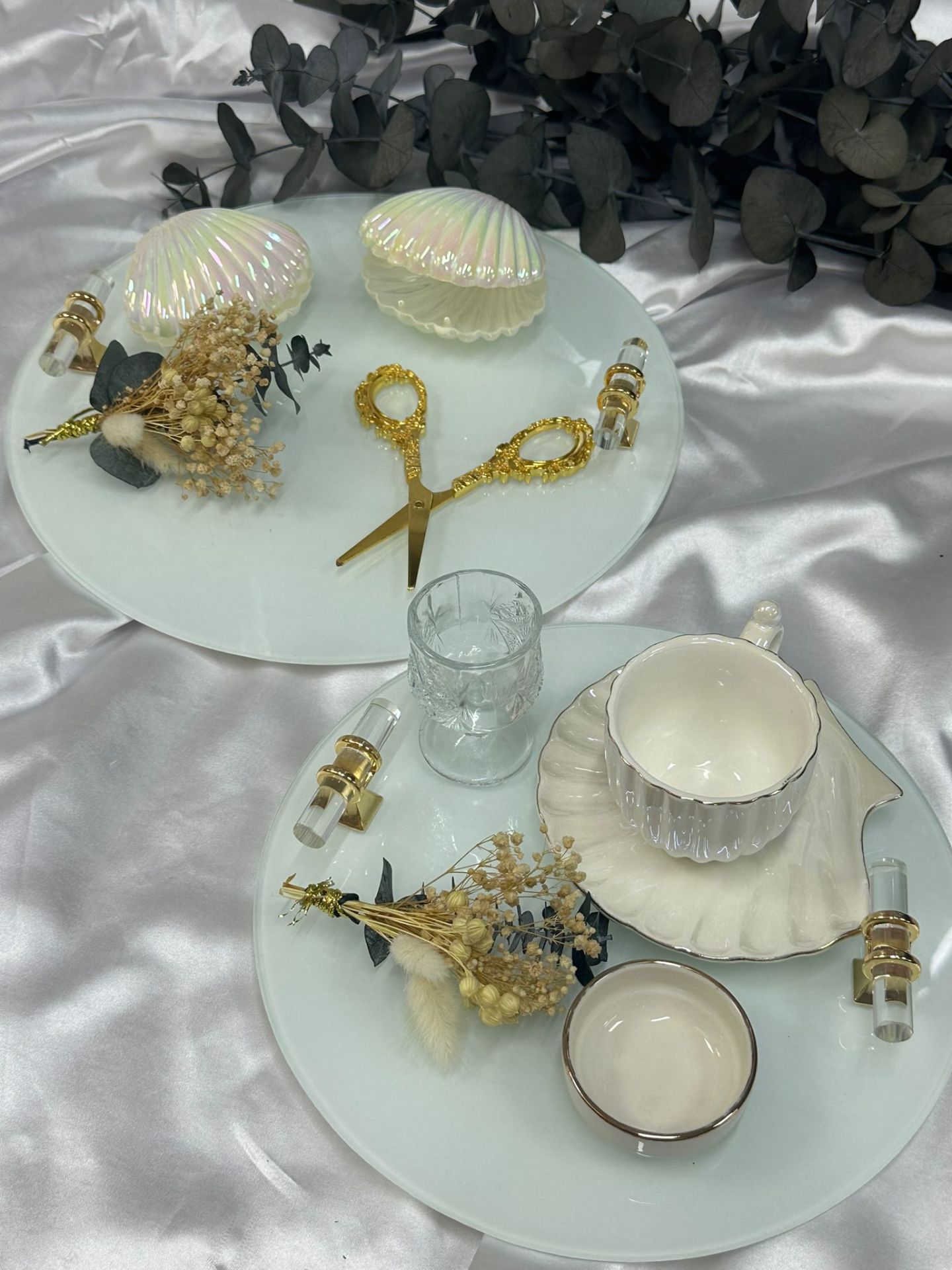 İsteme Tepsi Seti Gold Yuvarlak