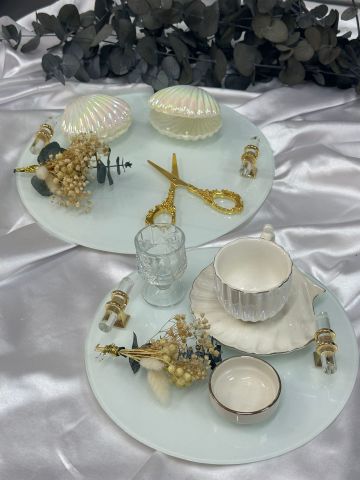 İsteme Tepsi Seti Gold Yuvarlak