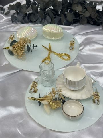 İsteme Tepsi Seti Gold Yuvarlak