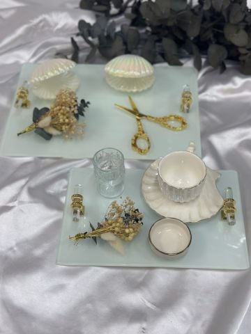 İsteme Tepsi Seti Gold Dikdörtgen