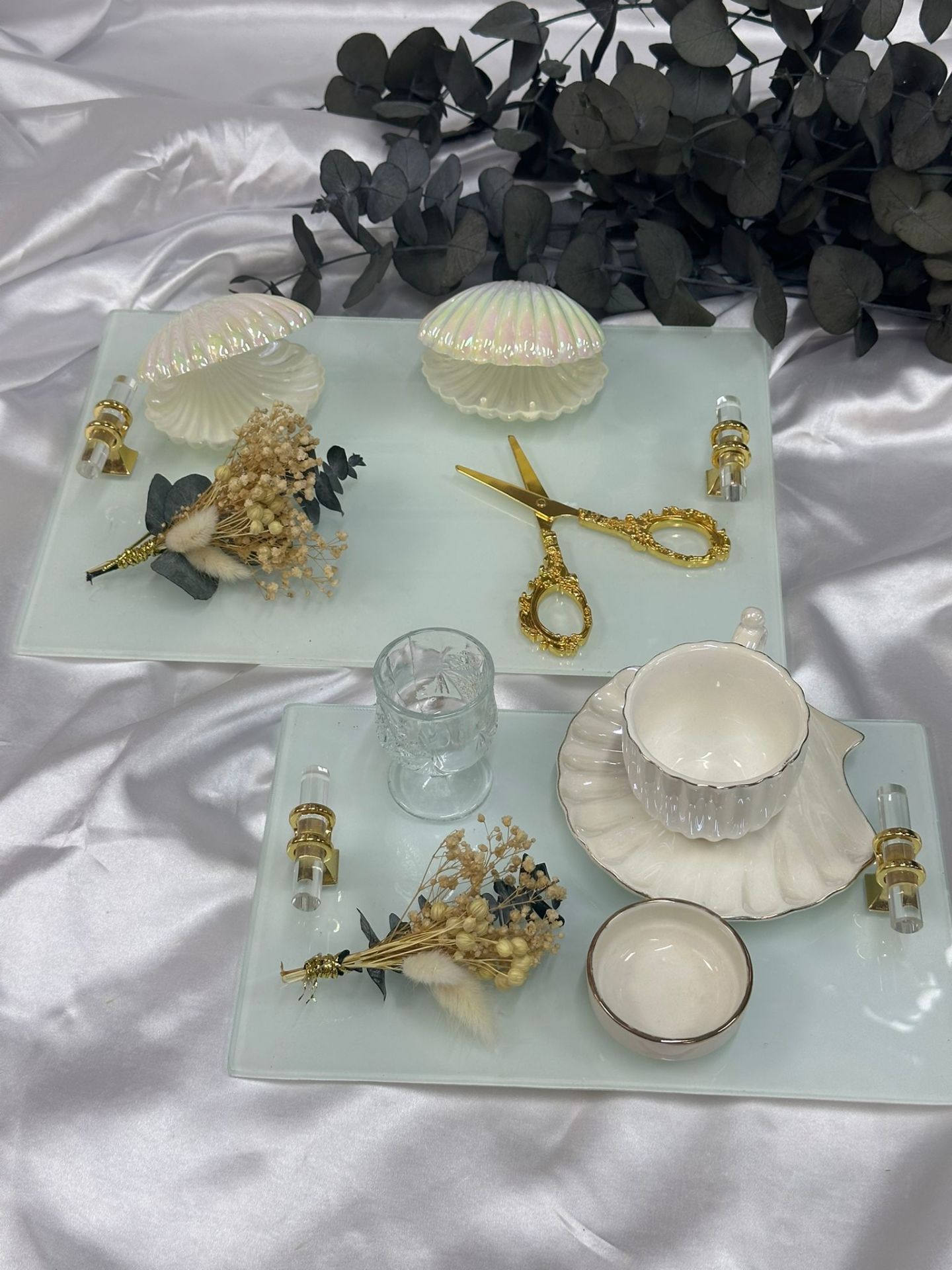 İsteme Tepsi Seti Gold Dikdörtgen