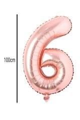 Rakam Folyo Balon Rose Gold 100cm 6