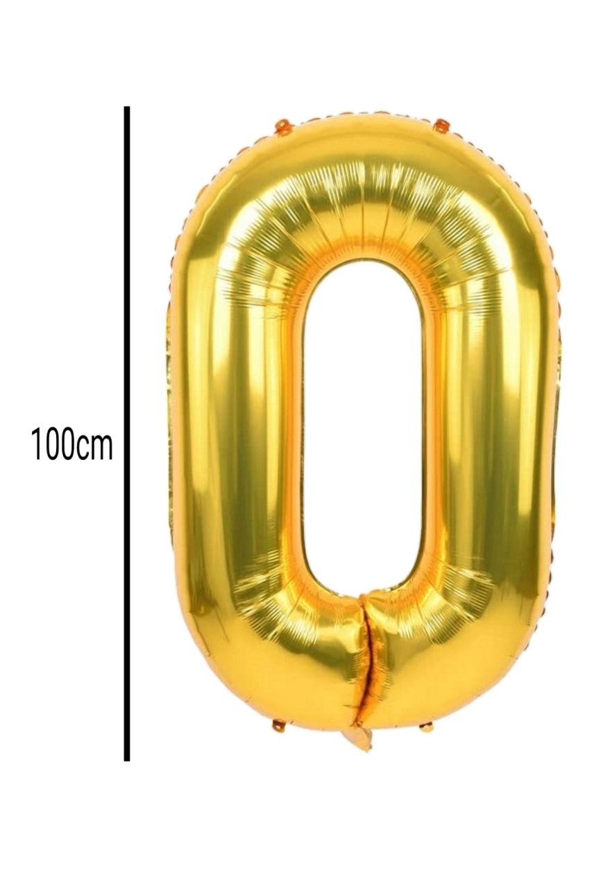 Rakam Folyo Balon Altın 100cm 0