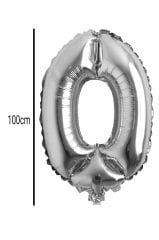 Rakam Folyo Balon Gümüş 100cm 0