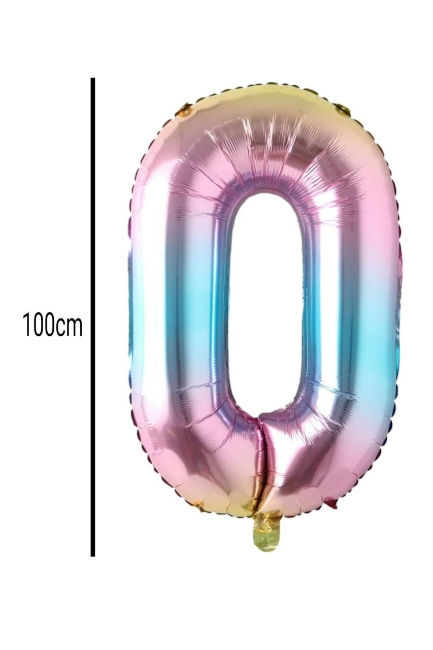 Rakam Folyo Balon Renkli 100cm 0