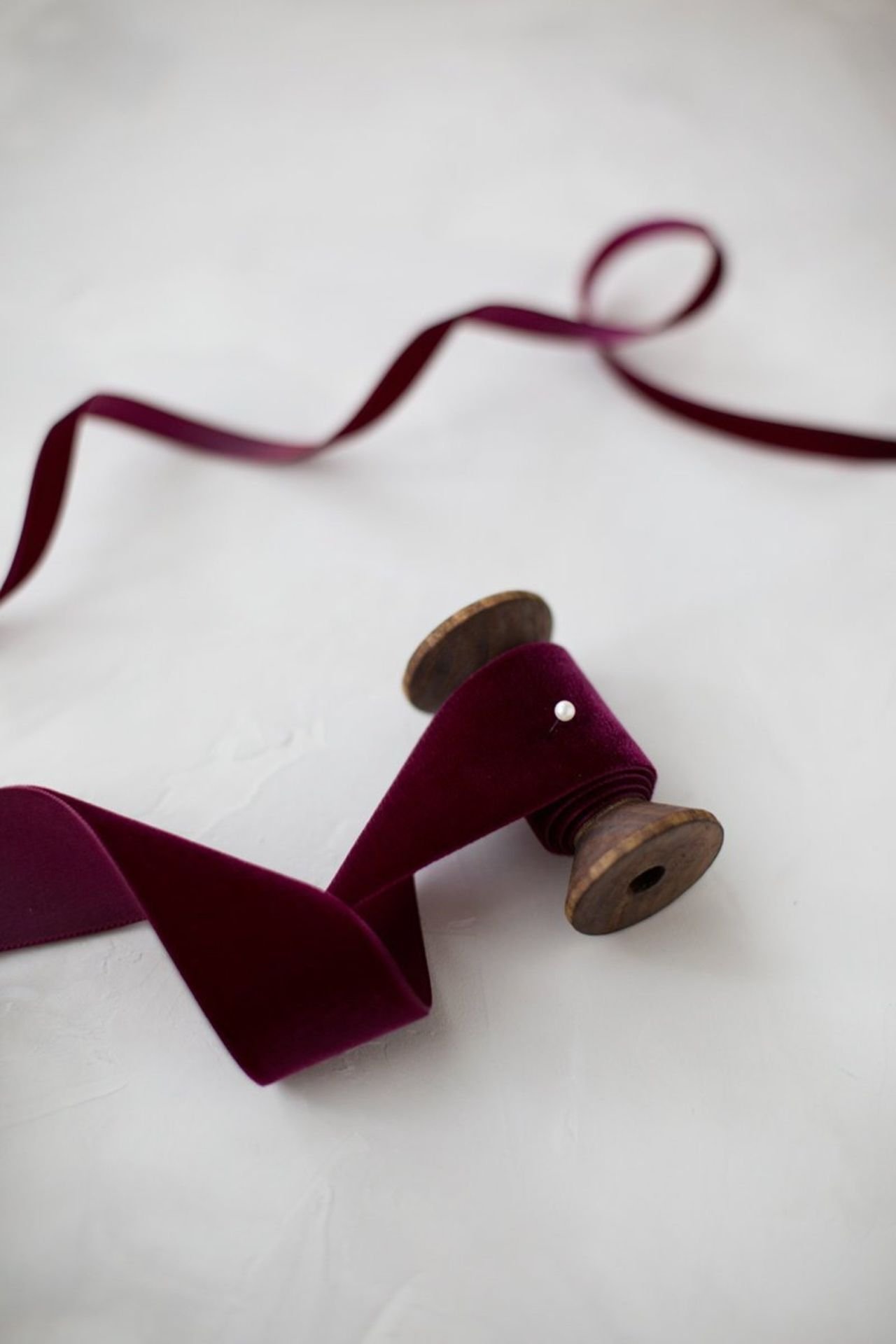 3cm Kadife Kurdele - 5m Bordo