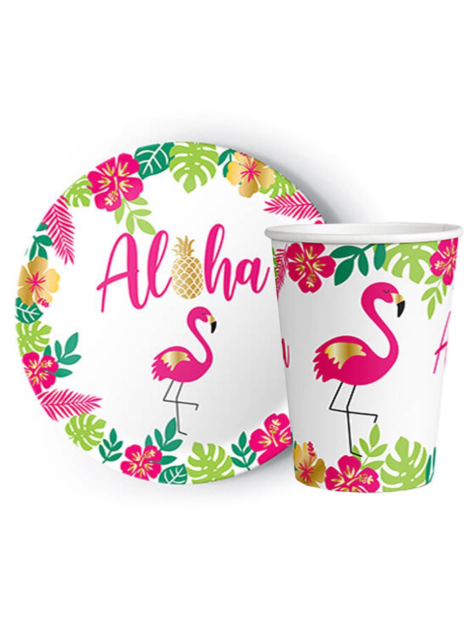 8'li Karton Tabak -  Bardak Flamingo