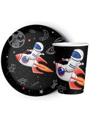 8'li Karton Tabak -  Bardak Uzay Teması