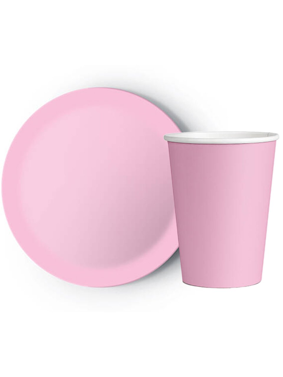 8'li Karton Tabak -  Bardak Pembe