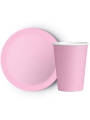 8'li Karton Tabak -  Bardak Pembe