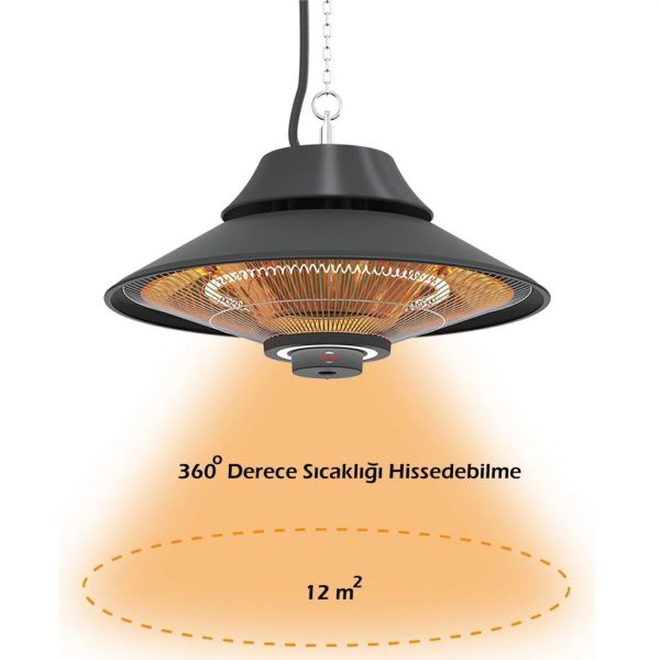 MirKraft Elirg RC 2000W Kumandalı, Led Aydınlatmalı Tavan Tipi Isıtıcı