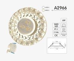 ATLANTİS AK-R2966 6W BEYAZ KRİSTAL LED SPOT