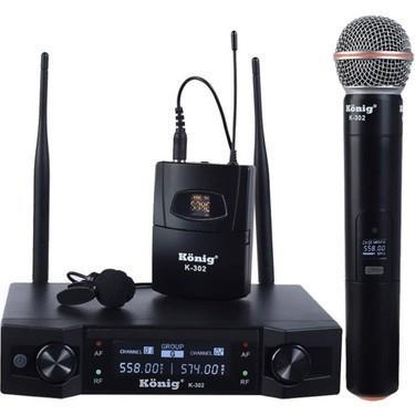 KÖNİG K-312 UHF ÇİFT KANAL 1 EL+1 YAKA MİKROFON