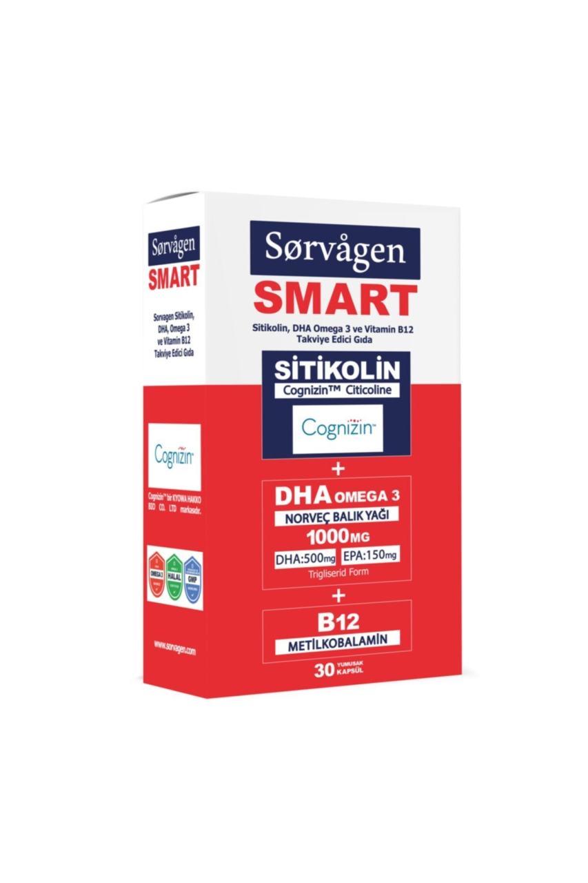 Smart Sitikolin, Dha Omega 3 Norveç Balık Yağı Ve B12 (30 Kapsül)