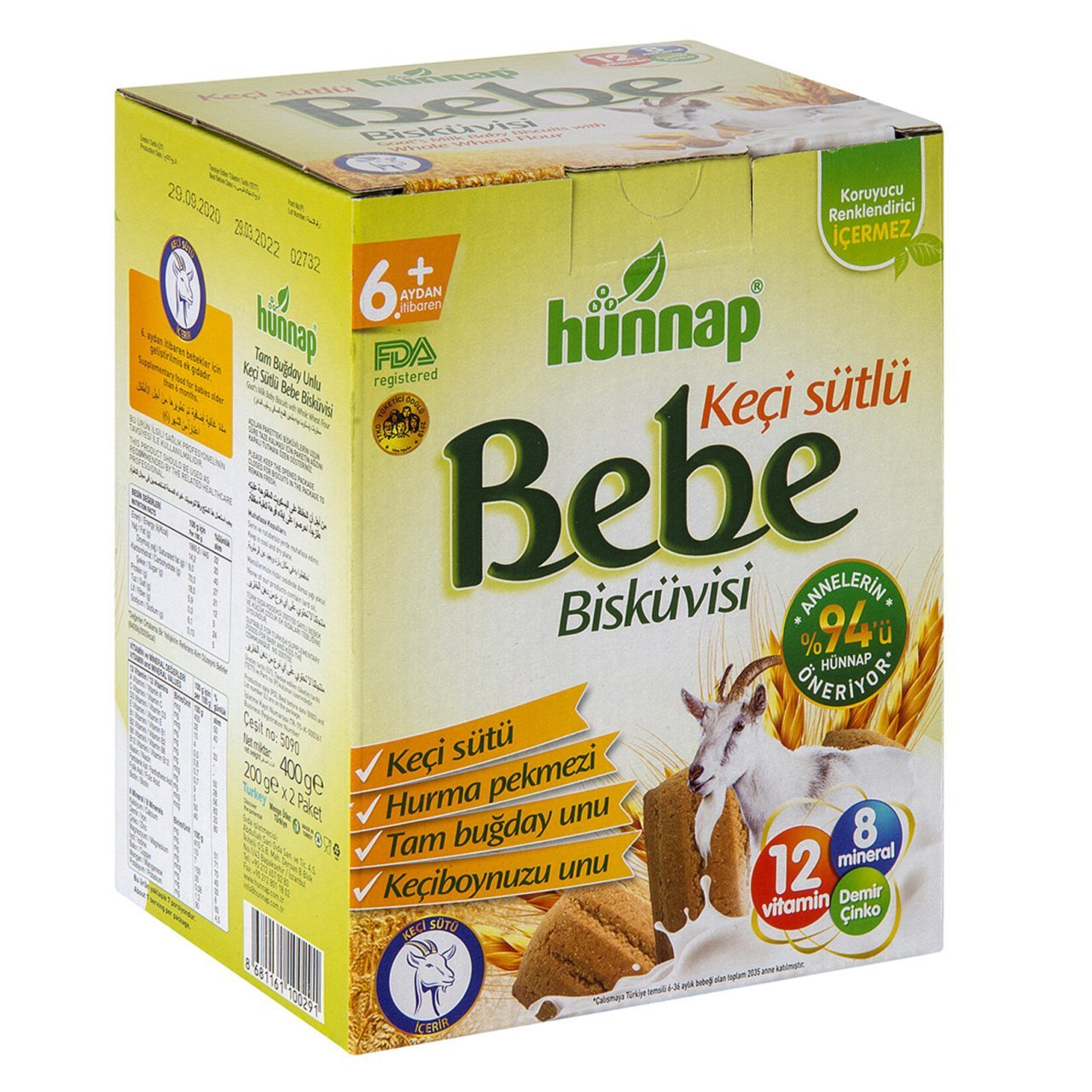 Hünnap Keçi Sütlü Bebe Bisküvisi 400 G