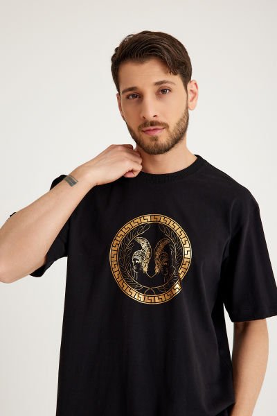 Gold Mars Baskılı T-Shirt