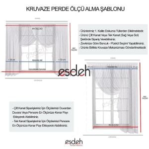 Krem File Tül Perde - Yan Kruvaze/Kruvaze Seçenekli