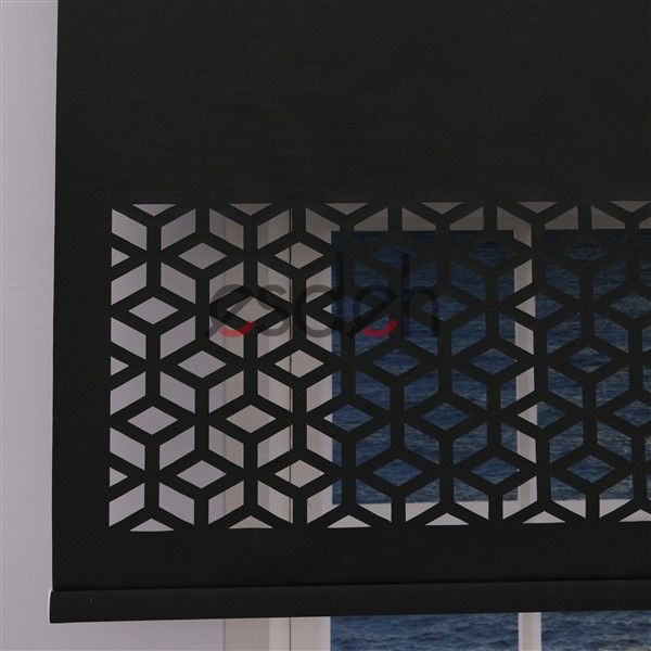 Siyah Lazer Stor Perde - Geometrik Desen - Orta Kalın Kumaş