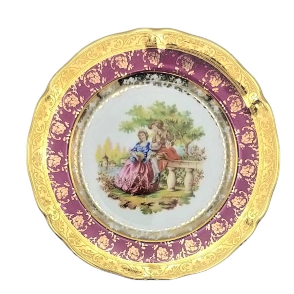 LIMOGES PORSELEN TABAK KIRMIZI-GOLD 18 cm