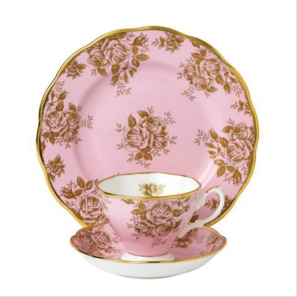 Wedgwood Royal Albert 100 years Golden Rose  3 Parça Set