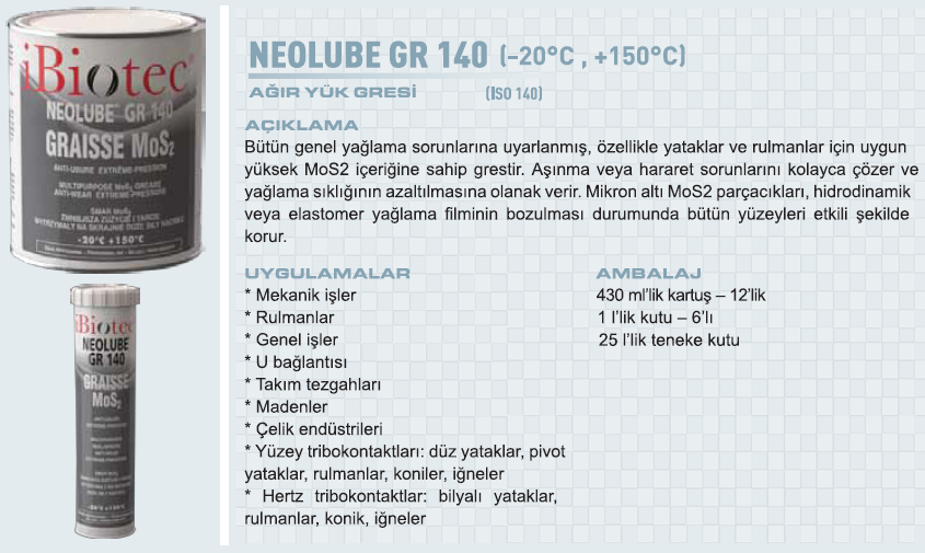MMCC İbiotec Neolube GR140 Ağır Yük Gres 1 kg