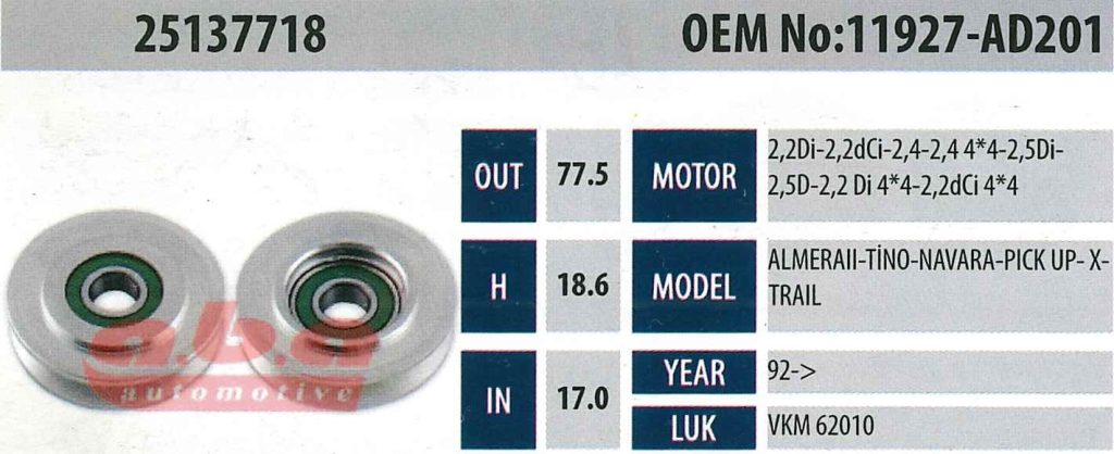 ABA 25137718 Gergi Rulmanı