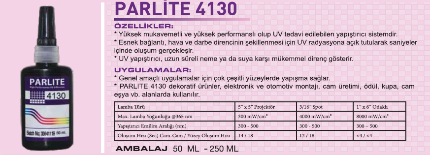 Parlite 4130 UV Yapıştırıcı 50 gr