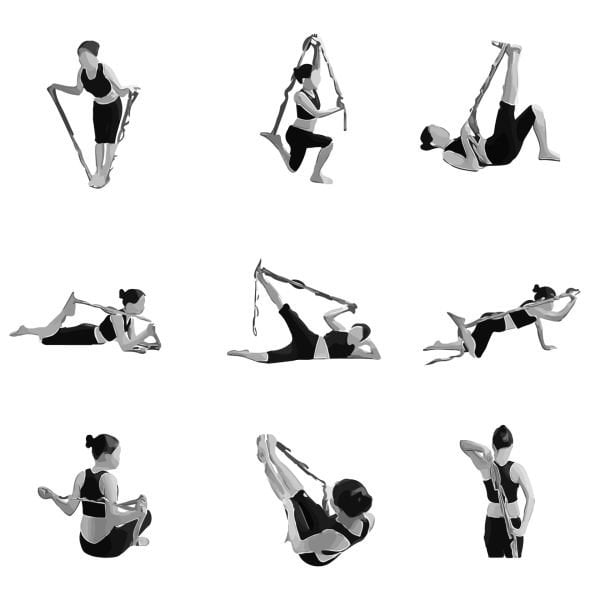 Rebuwo Sekiz Kademeli Pilates Bandı Direnç Bandı Yoga Lastiği