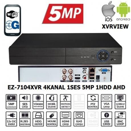 KAYIT CİHAZI EZCOOL EZ-7104XVR 4KANAL 1SES 5MP 1HDD AHD XVRVIEW