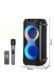 HEPU HP-906 2X6.5'' KABLOSUZ 1 EL MİKROFON BLUETOOTH USB ŞARJLI RGB IŞIKLI MÜZİK KUTUSU
