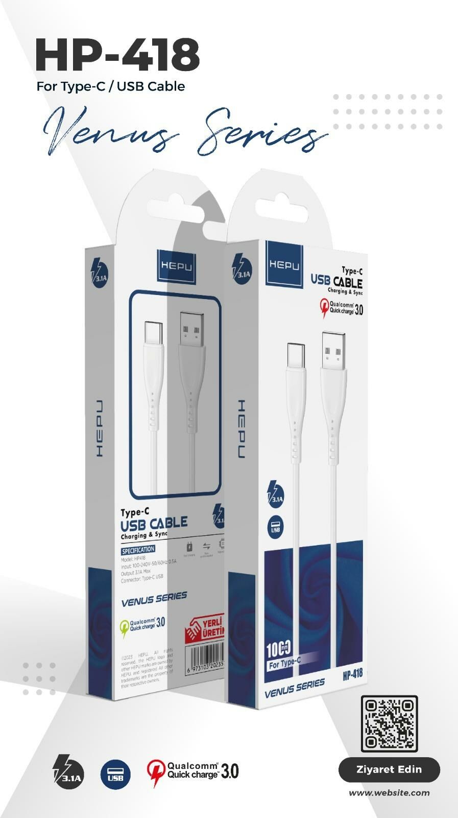 HEPU HP-418 1MT TYPE-C KABLO