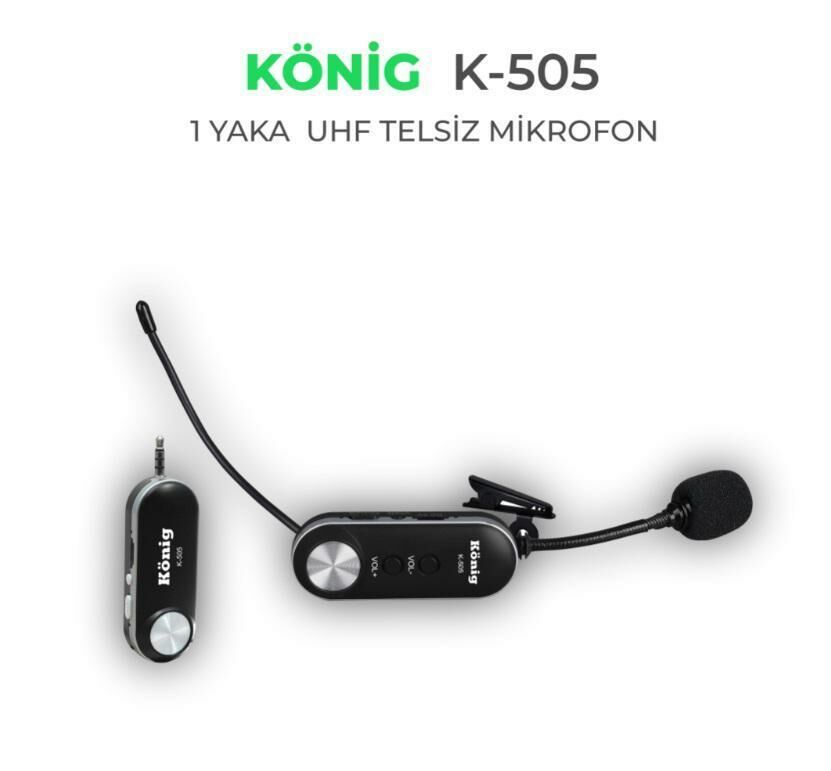 KÖNİG K-505 UHF ŞARJLI 1 YAKA TELSİZ MİKROFON