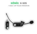 KÖNİG K-505 UHF ŞARJLI 1 YAKA TELSİZ MİKROFON