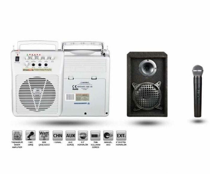 OSAWA OSW-8107 USB Lİ 1 EL 50 WATT 16 CM ŞARZLI PORTATİF ANFİ