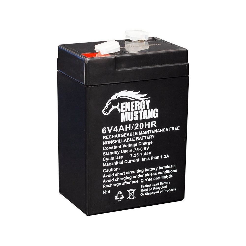 6 VOLT 4 AMPER AKÜ ORBUS-MUSTANG ÖLÇÜLER 70*48*101 mm. 0,6kg