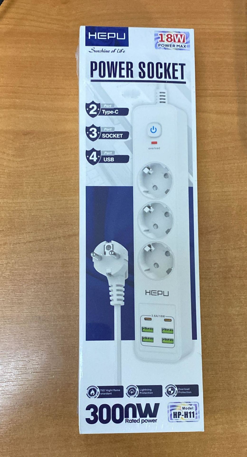 HEPU HP-H11 3'LÜ 2MT 6USB - 4Usb + 2Type-C Çıkış 18Watt Akım Korumalı Topraklı Priz
