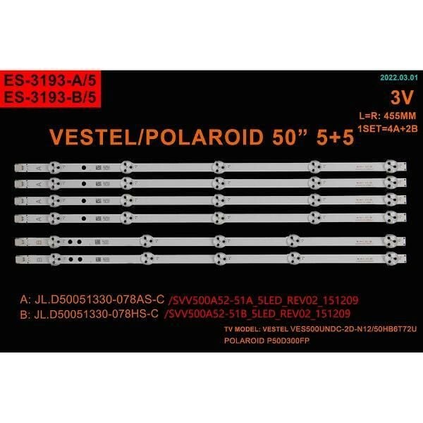 TV LED BAR  -2433-2501 TAKIM 6 LI-50FD7300,JL.D50051330-078AS-C,VES500UNDC-101142-WİNKEL
