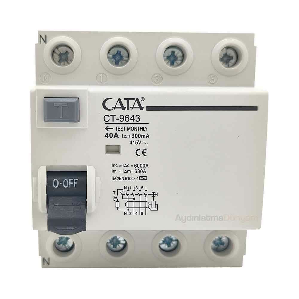 CATA CT-9643 4X40 AMPER 300 MA YANGIN KORUMA RÖLESİ