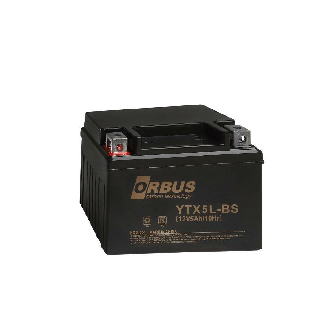 12 VOLT 5 AMPER ORBUS MOTOSİKLET AKÜSÜ-ÖLÇÜLER120*62*128 mm.1,8.kg. 12N5-BS DİKEY