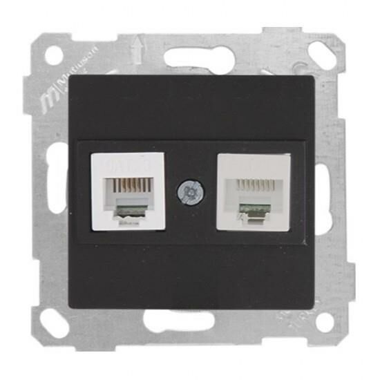 MUTLUSAN RİTA SIVA ALTI TELEFON(RJ12)+DATA PRİZİ(CAT5)SİYAH