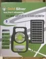 GOLDSILVER GS-909 GÜNEŞ PANELLİ USB-BT-RADYO-3 ADET LED AMPULLU  ŞARJLI KAMP FENER SETİ