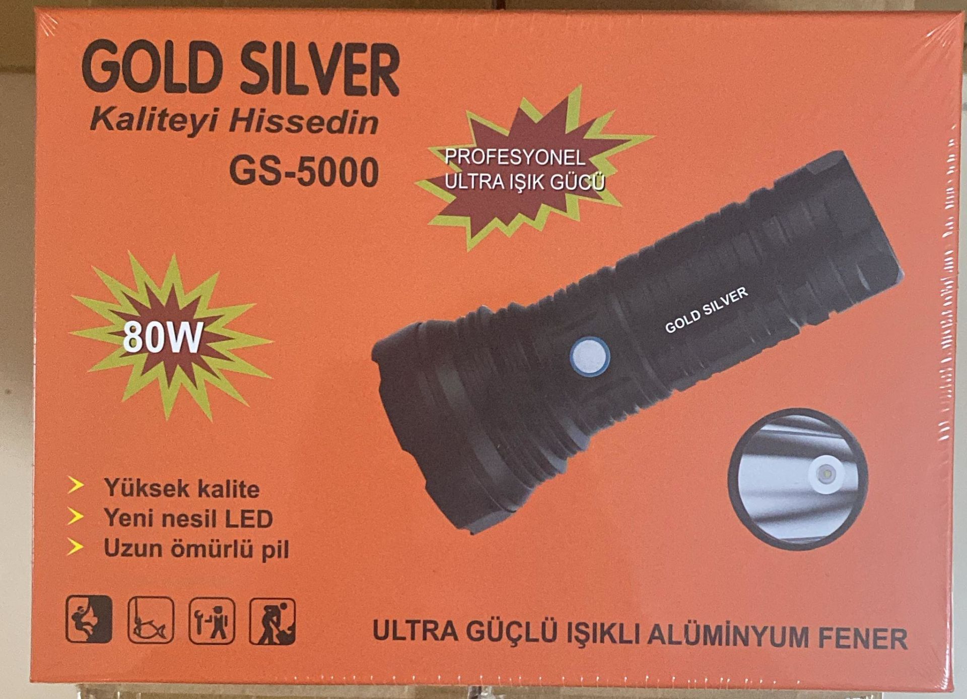 GOLDSILVER GS-5000 80 WATT  ŞARJLI EL FENERİ