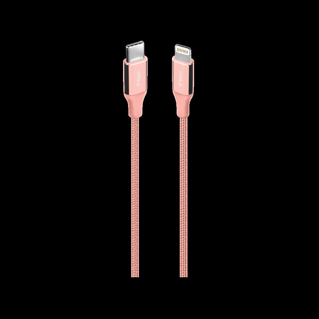 TTec 2DK41RA AlumiCable USB-C - Lightning Hızlı Şarj Kablosu 150cm Roze Altın