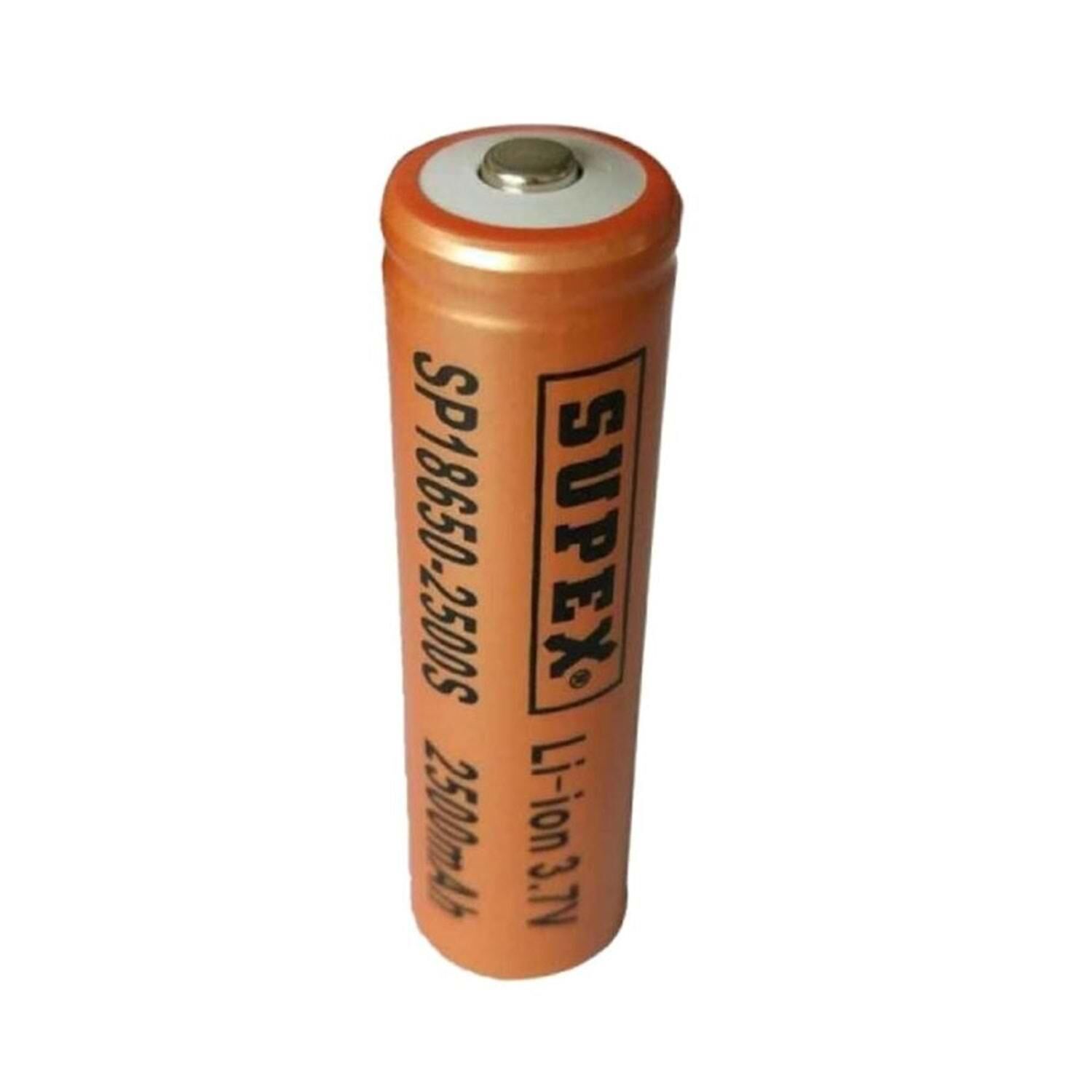 18650 3.7 VOLT 2500 MA LİTYUM ION BAŞLIKLI ŞARJLI PİL SUPEX 1 ADET FİYATIDIR