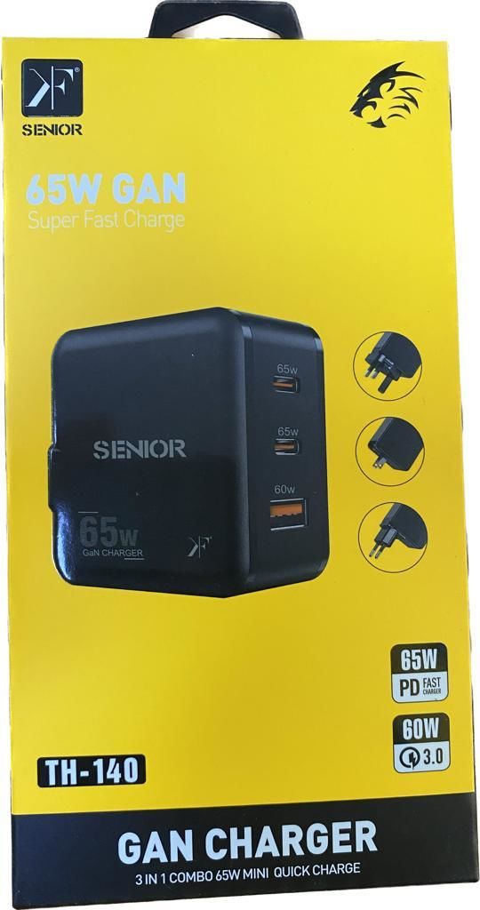 SENIOR TH-140 65 WATT USB + ÇİFT TYPE-C ÜÇ ÇIKIŞ EV TİPİ ŞARJ BAŞLIK