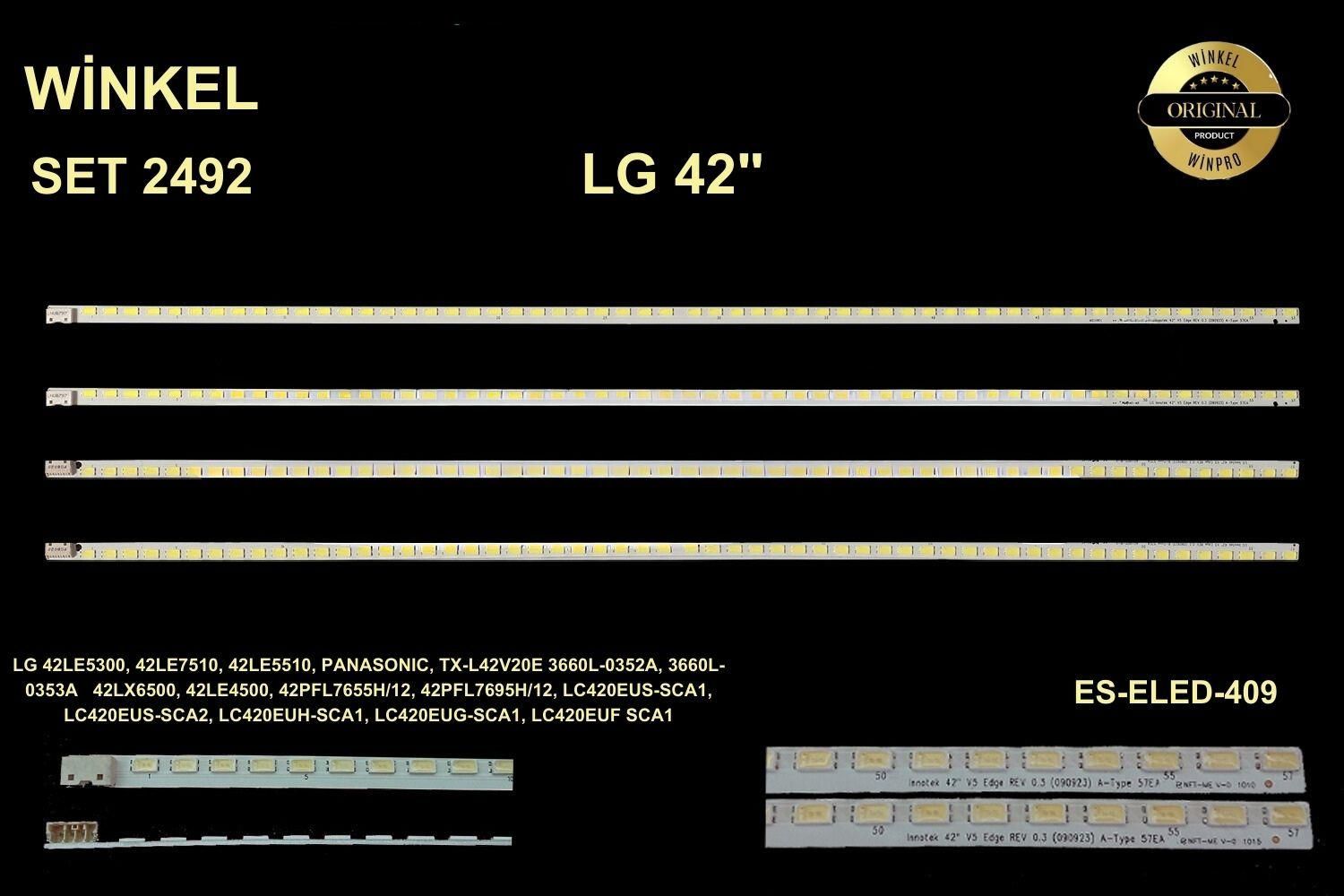 TV LED BAR -2492 4 ÇUBUK-ELED-42LE5300-42LE7510-42LE5510-42LE5500-42LE5310-ELED409-WİNKEL