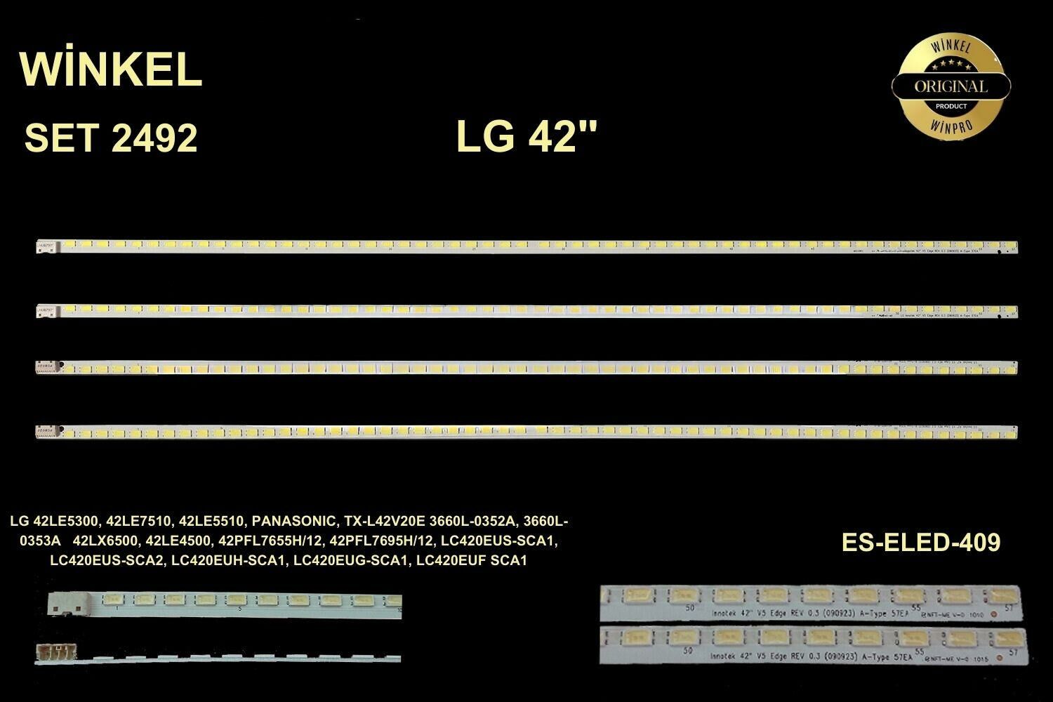 TV LED BAR -2492 4 ÇUBUK-ELED-42LE5300-42LE7510-42LE5510-42LE5500-42LE5310-ELED409-WİNKEL