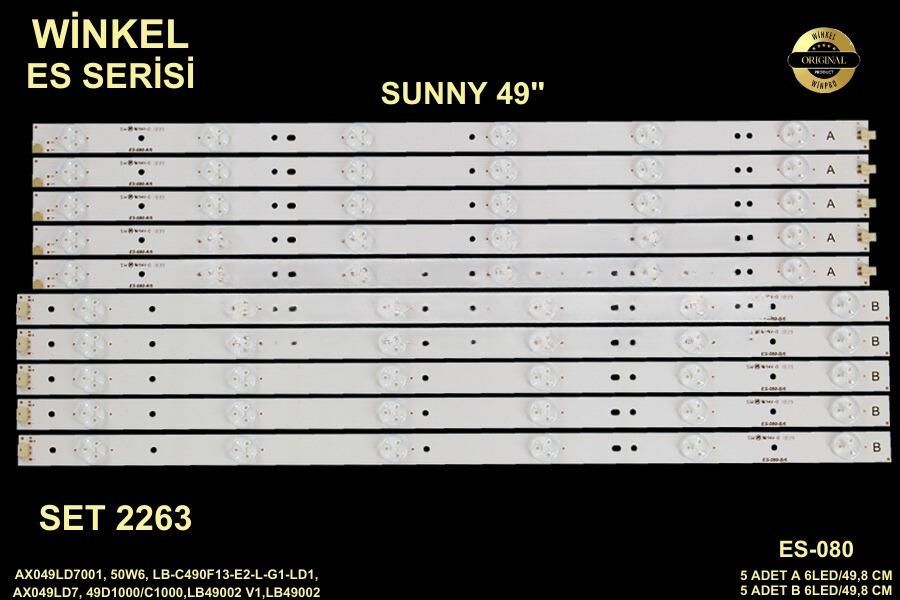 TV LED BAR 2263 TAKIM 10 LU-SN049DLDJ820-C490F13-SN049DLDJ820-STCFSN049-ES-080-WİNKEL
