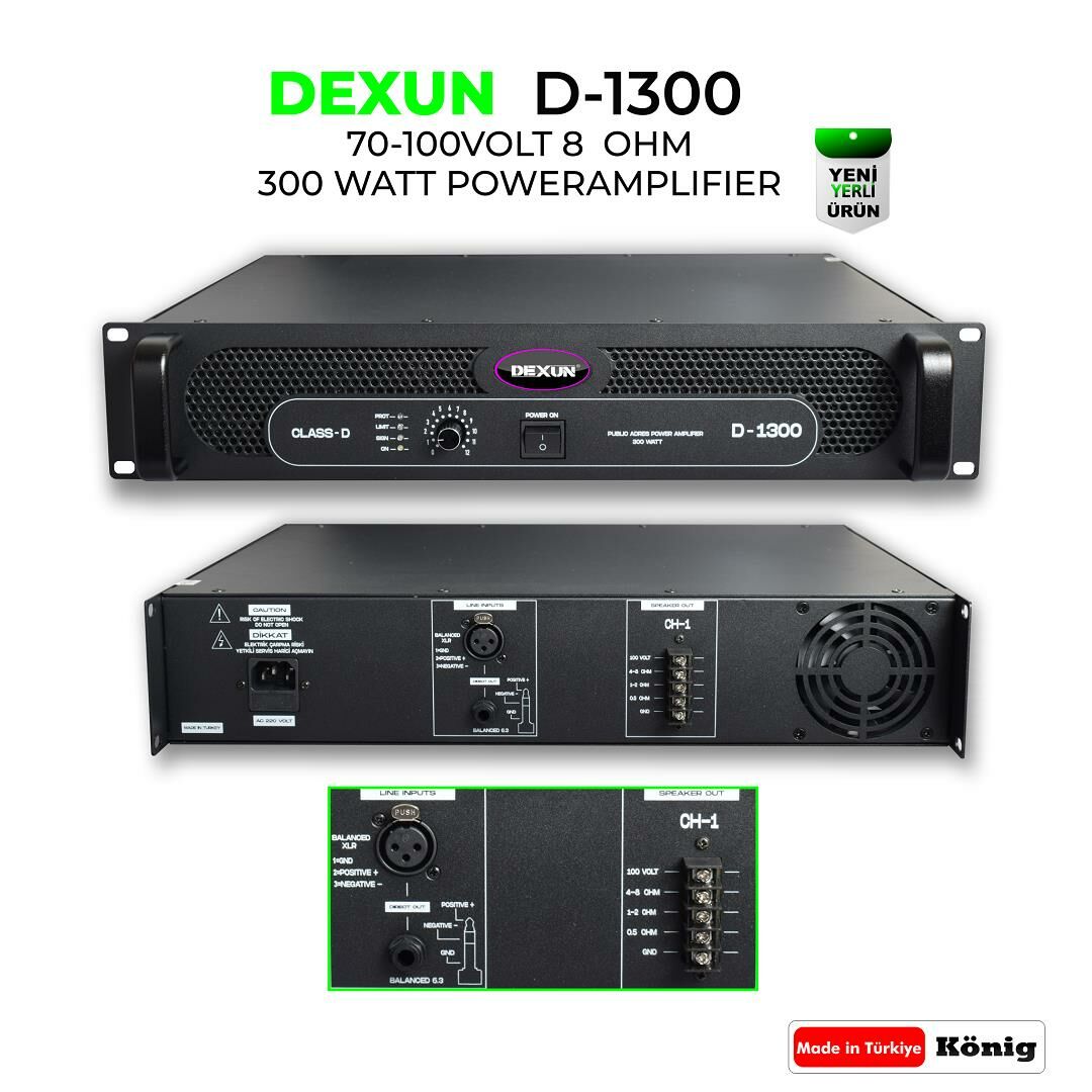 DEXUN D-1300 TRAFOLU 300 WATT POWER ANFİ