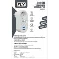 FLY 3400-01 AKIM KORUMALI 3 USB ÇIKIŞ HIZLI ŞARJLI TOPRAKLI PRİZ